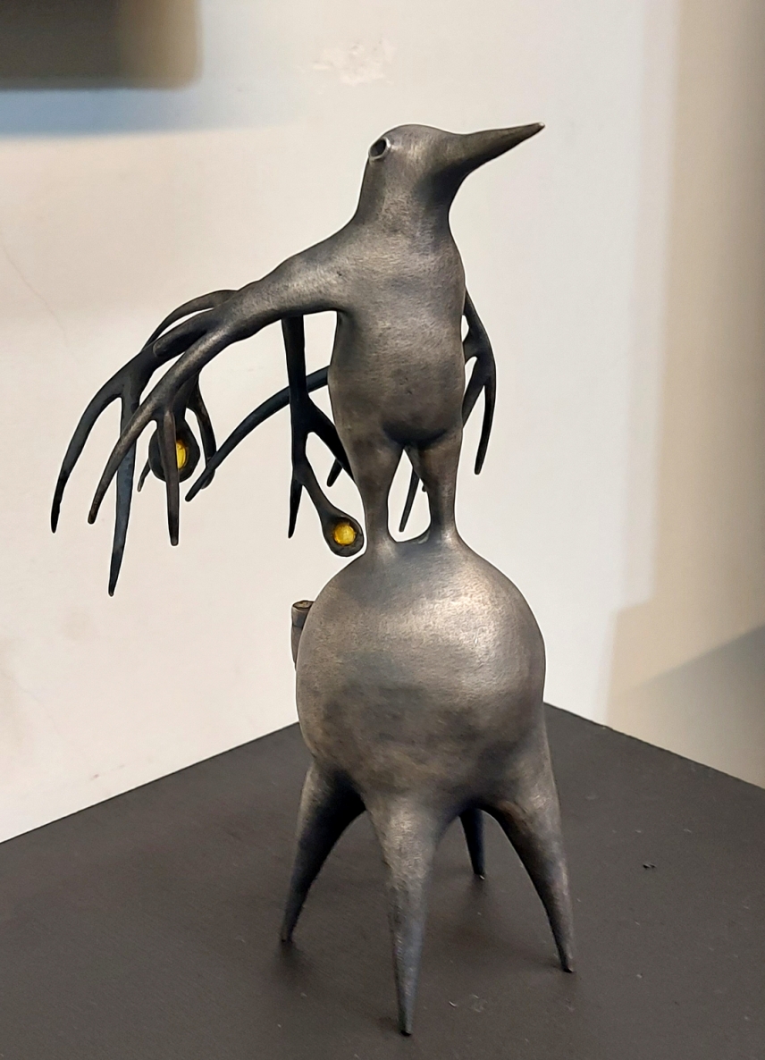 Cloak, 2024, bronze, silver plating, amber, h 17x11x12 cm, 1/1