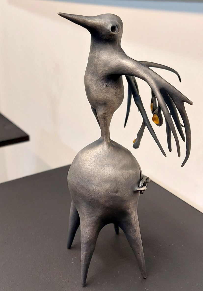 Cloak, 2024, bronze, silver plating, amber, h 17x11x12 cm, 1/1