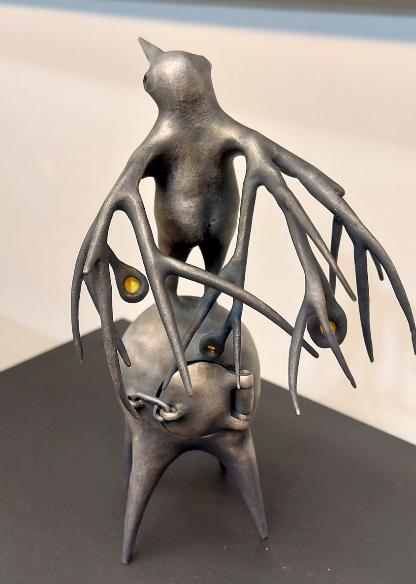 Cloak, 2024, bronze, silver plating, amber, h 17x11x12 cm, 1/1