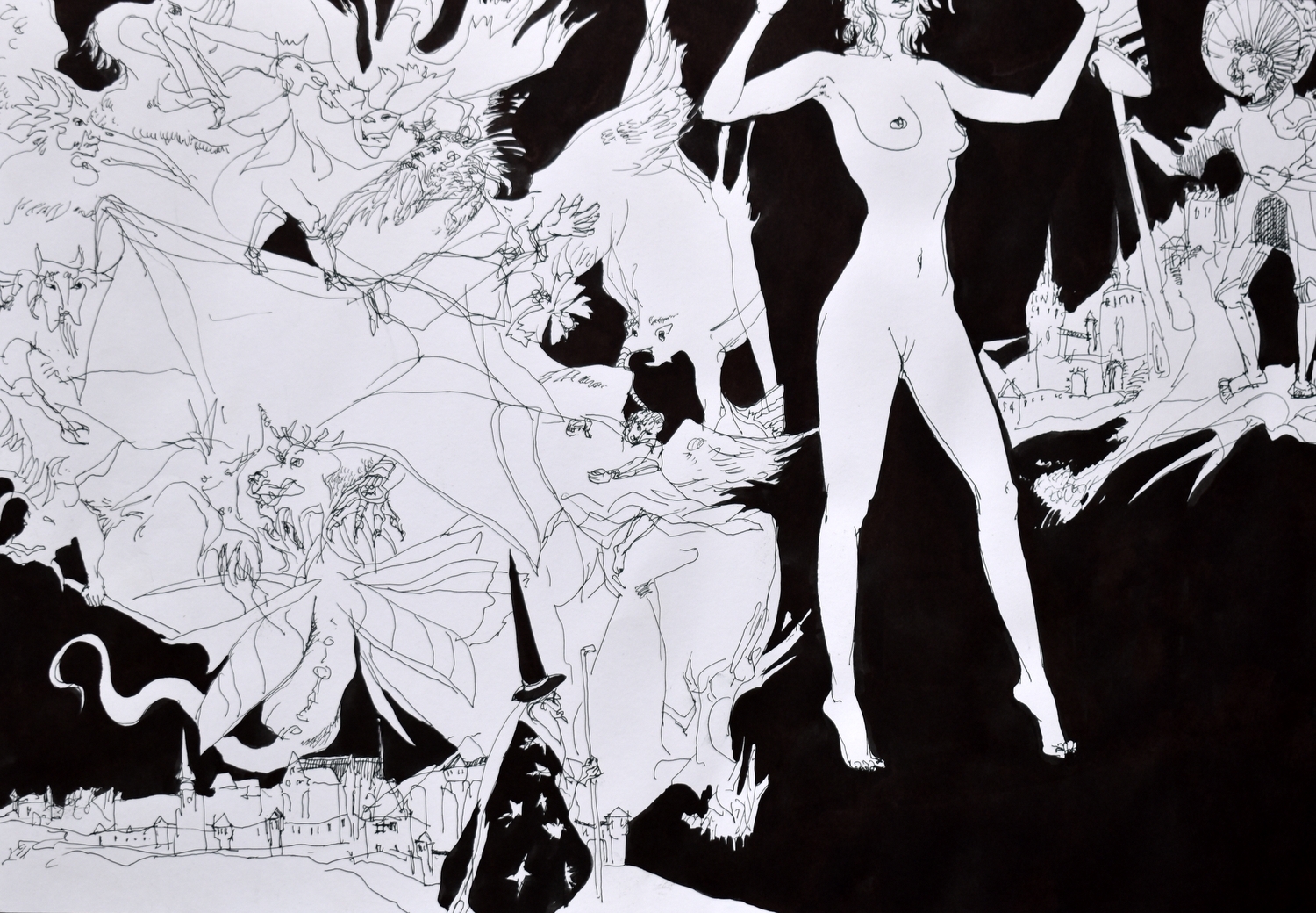 St. George and the Dragon, 2007, ink, pen, brush, paper, 39x57 cm