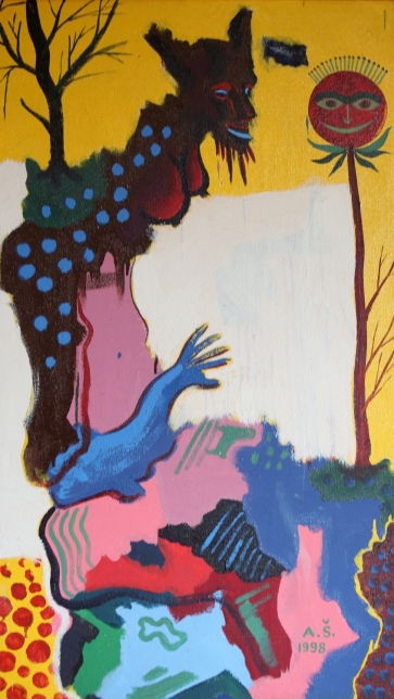 Be pavadinimo, 1998, kartonas, aliejus, 108x66 cm