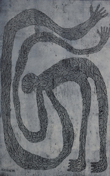 Augantis, 1999, medžio raižinys, 119x75 cm, 2/20