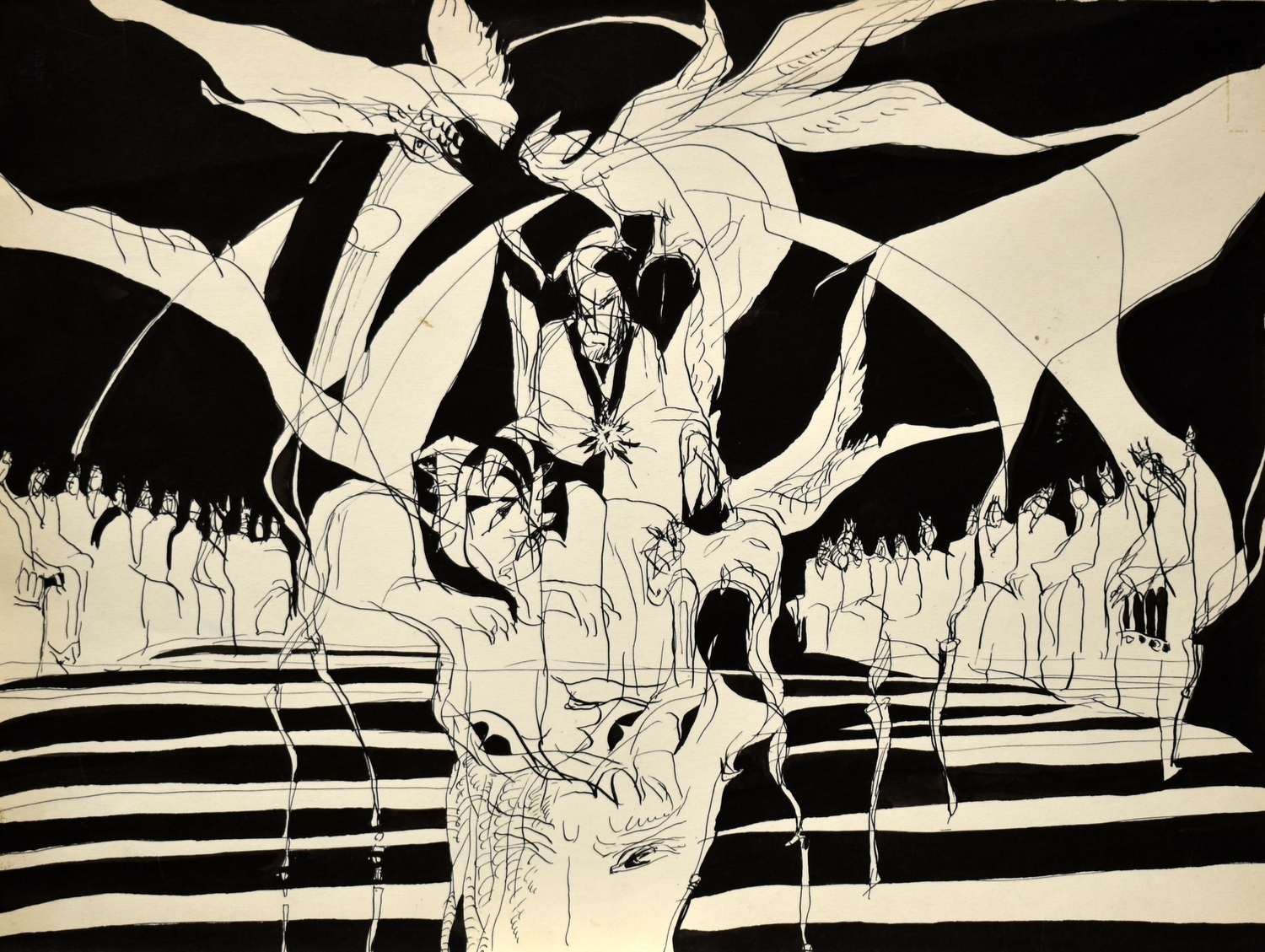 Untitled, ink, pen, brush, paper, 36xx48 cm