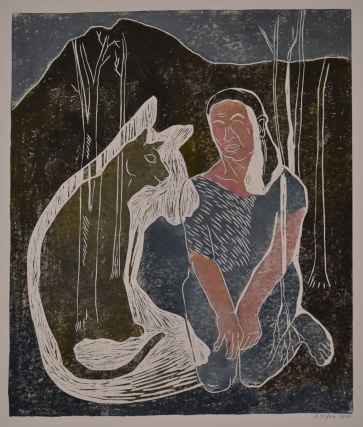 Be pavadinimo, 2017, pop., sp., lino raiž., 67x56cm