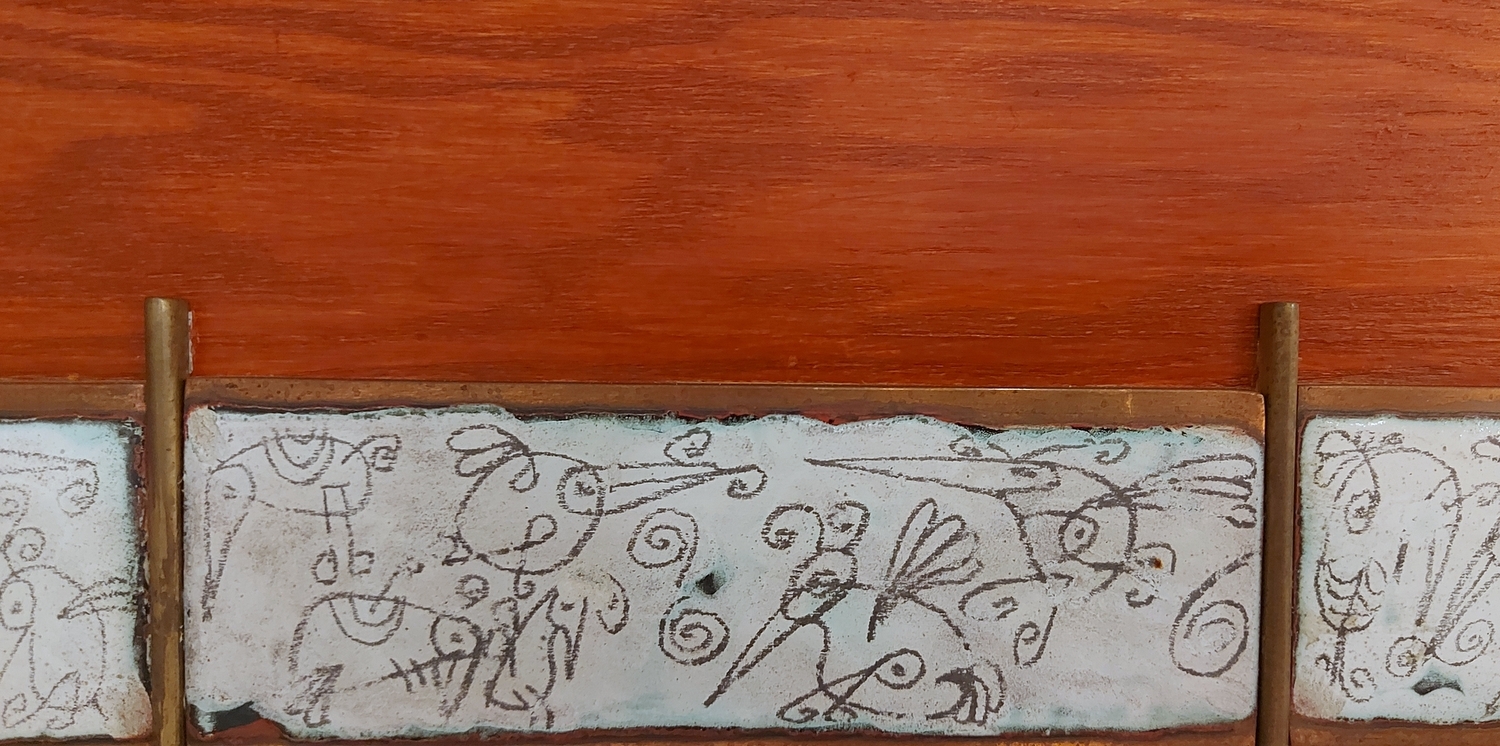 Jie ir augalai, 2024, bronza, medis, emalis, veidrodis, 115x100x17 cm, 1/1