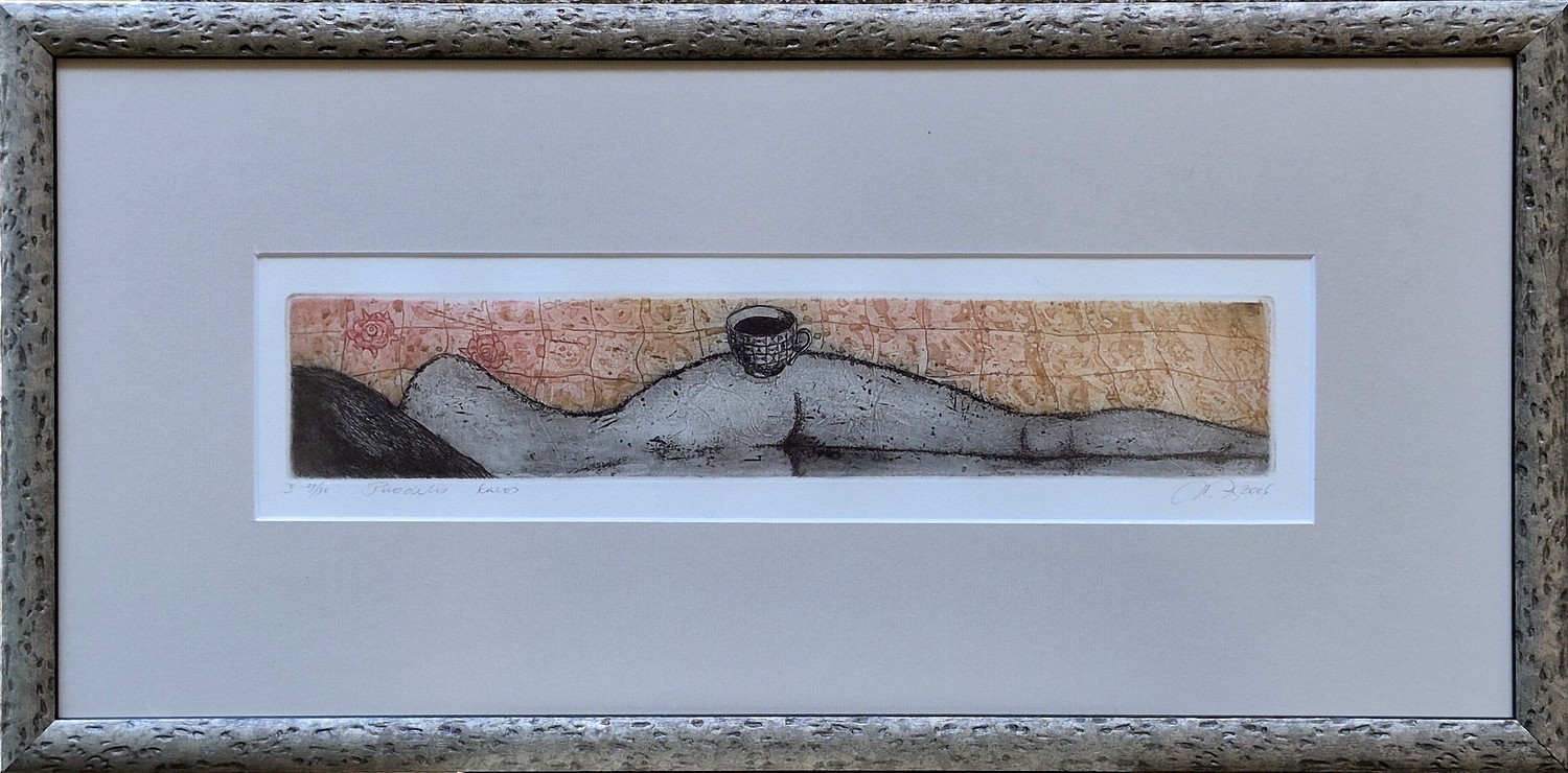 Cup of Coffee, 2006, etching, 6x32 cm, II 29/30, frame 25x51 cm
