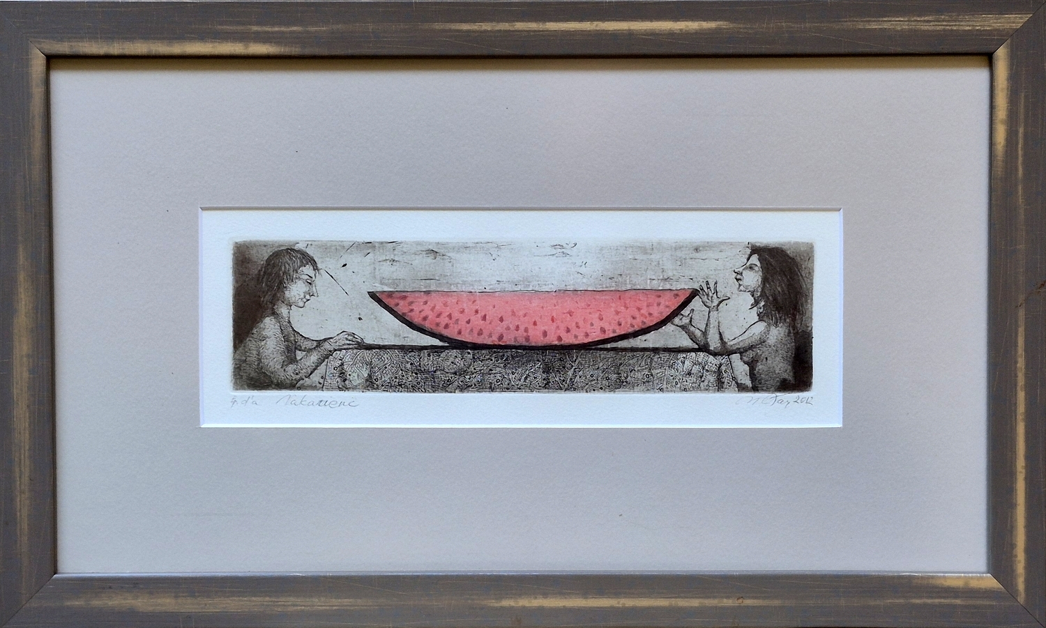 Dinner, 2012, etching, 6.5x25 cm, Ep.d.a., frame 27x44,5 cm