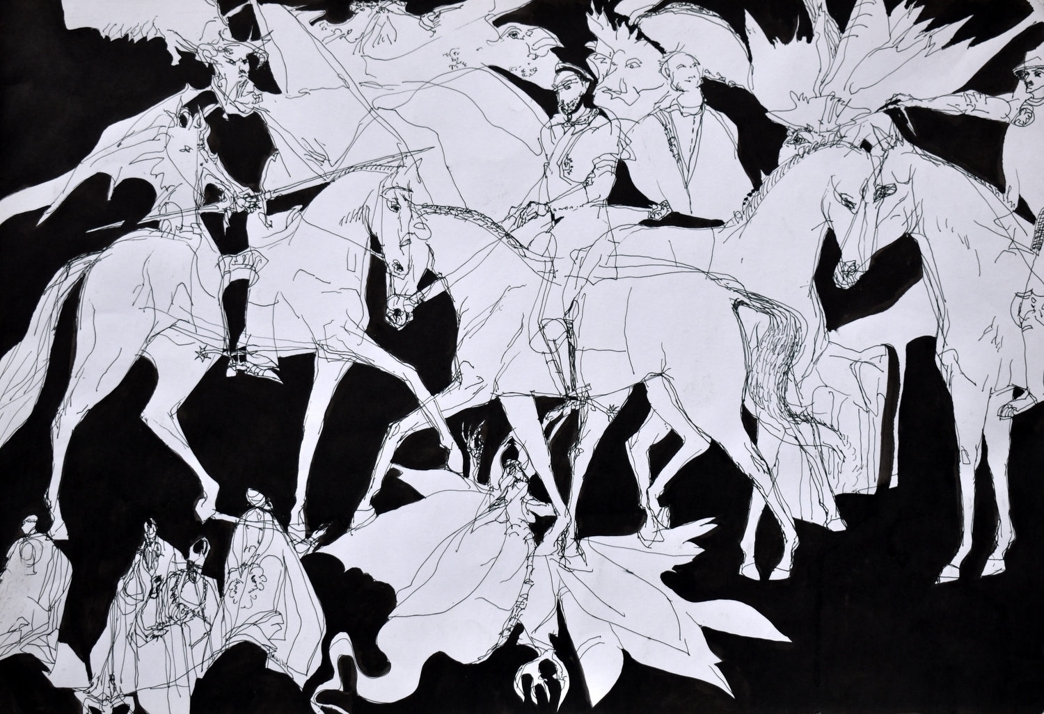 Untitled, ink, pen, brush, paper, 40x58 cm