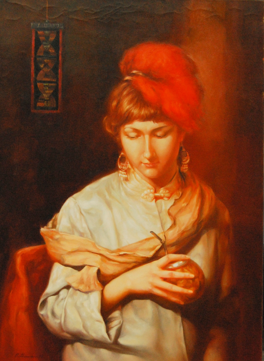 Akimirka su mate, 2009, drobė, aliejus, 95x70 cm