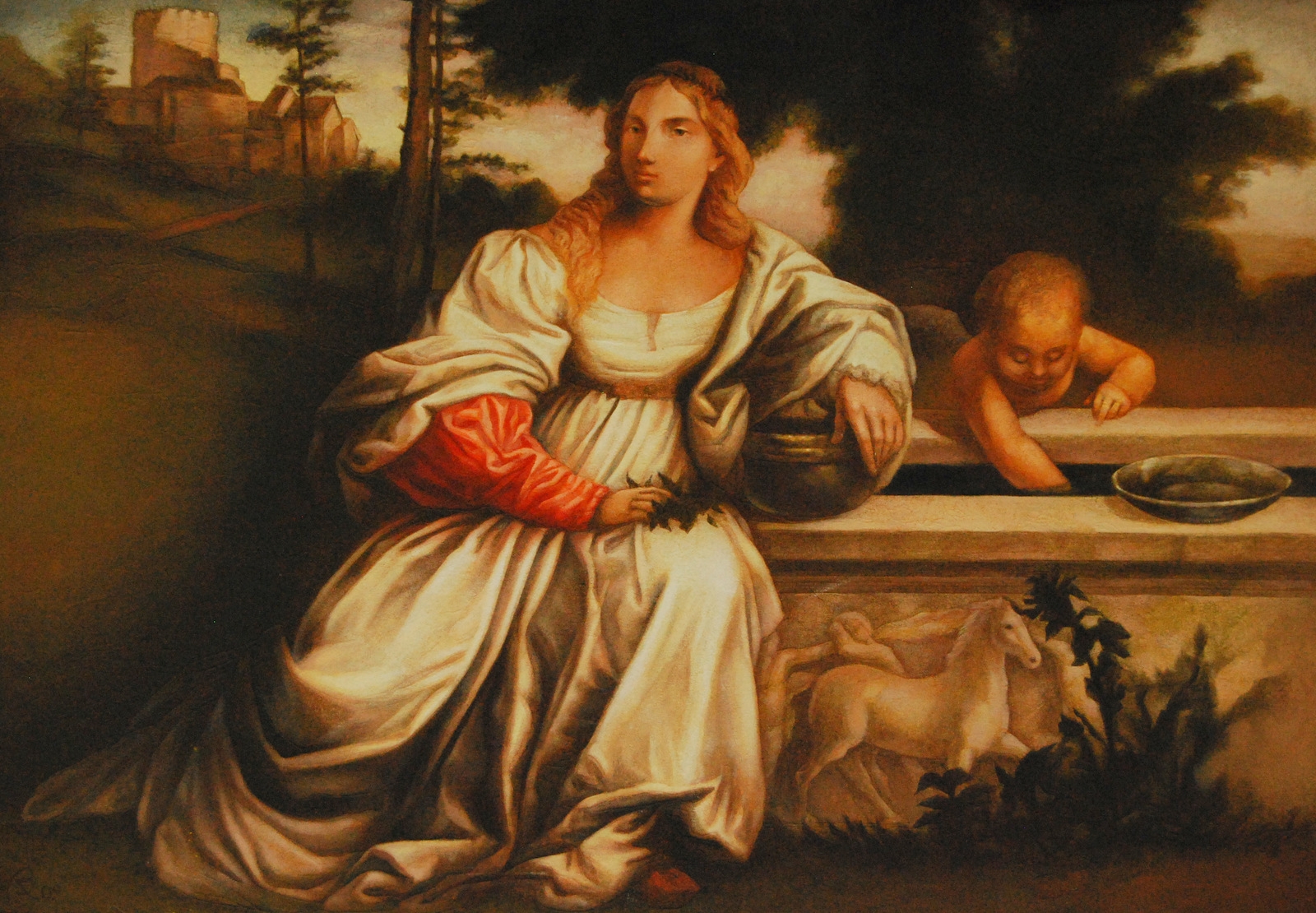 Alegorija pagal Tiziano Vecelli paveikslą, 2009, freska perkelta ant drobės, 116x81 cm