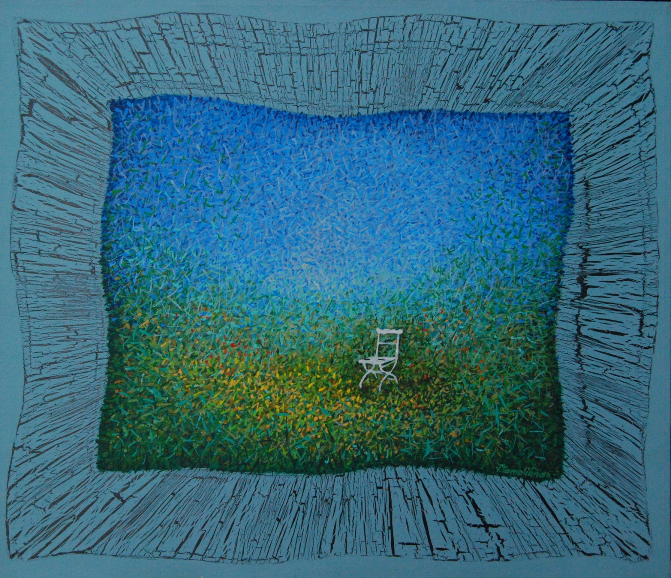 Kėdutė, 2003, drobė, akrilas, aliejus, 60x70cm