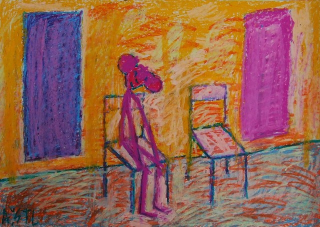 My flag II, 2012, cardboard, oil pastel, 50x70 cm