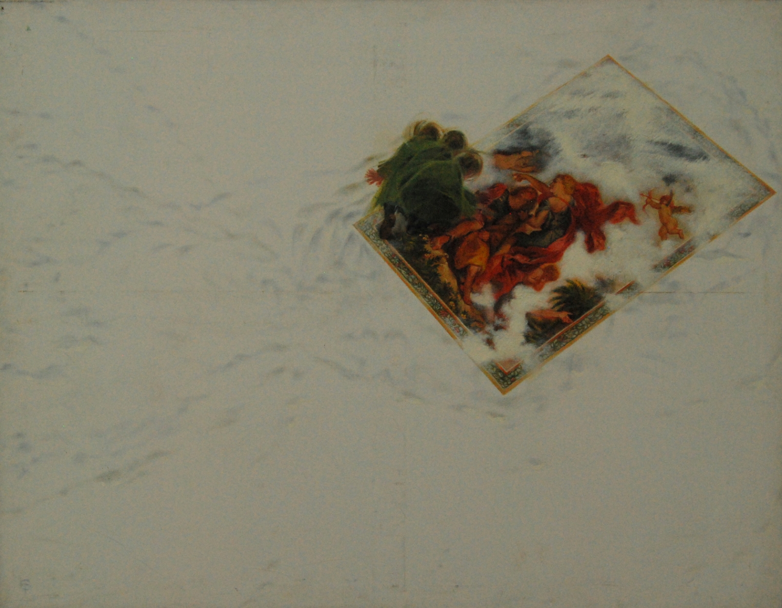 Palmės, dulkės ir baltas sniegas, 2001, drb.,al., 113x146cm