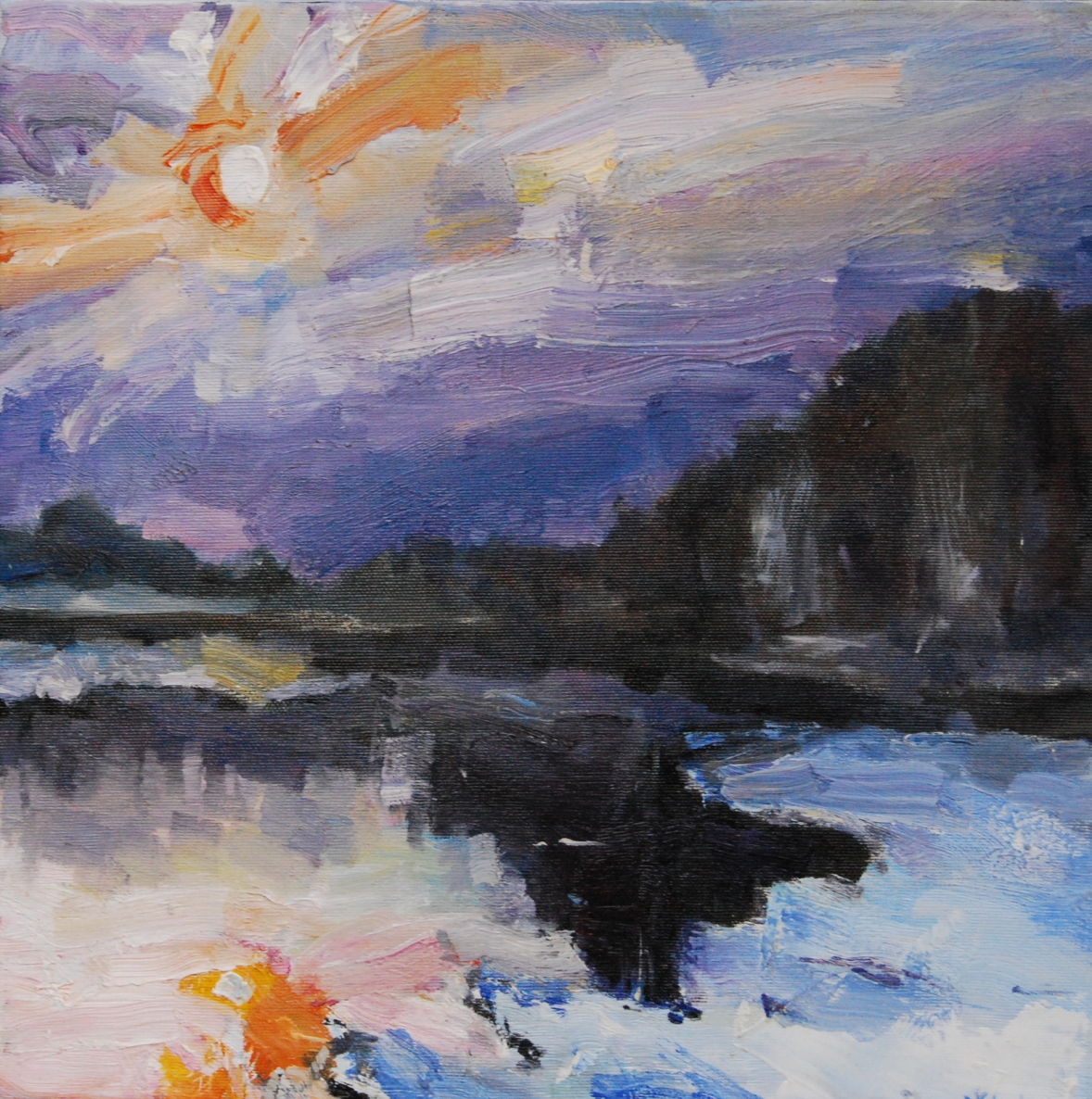 Spring near Siesartis River, 2017, oil on canvas, 40x40 cm