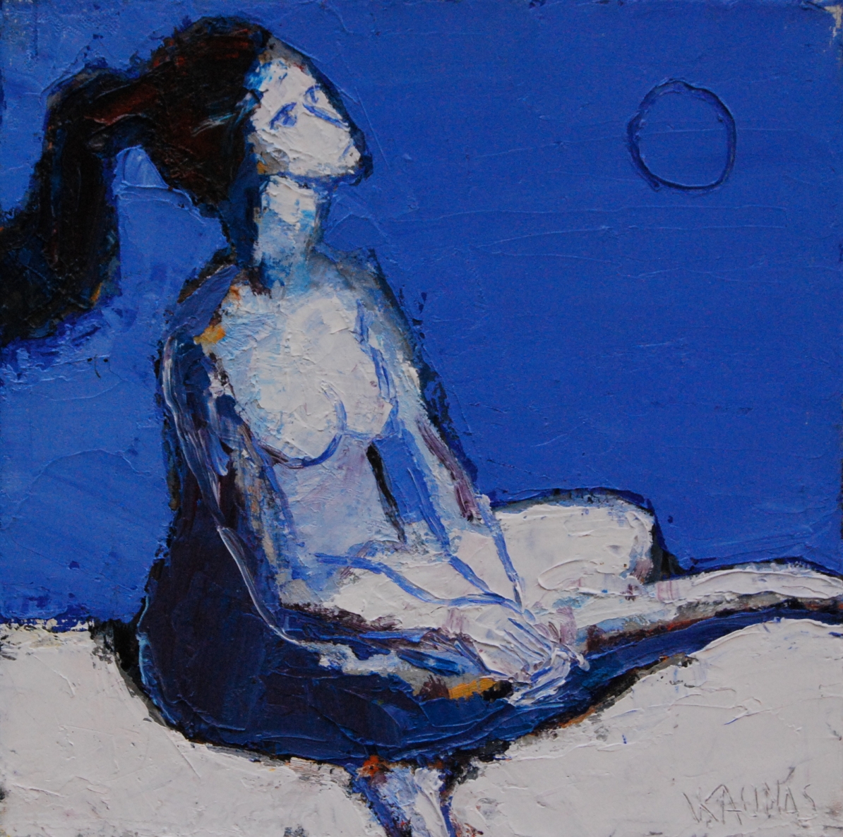 Thoughtfully, 2019, oil on canvas, 30x30cm