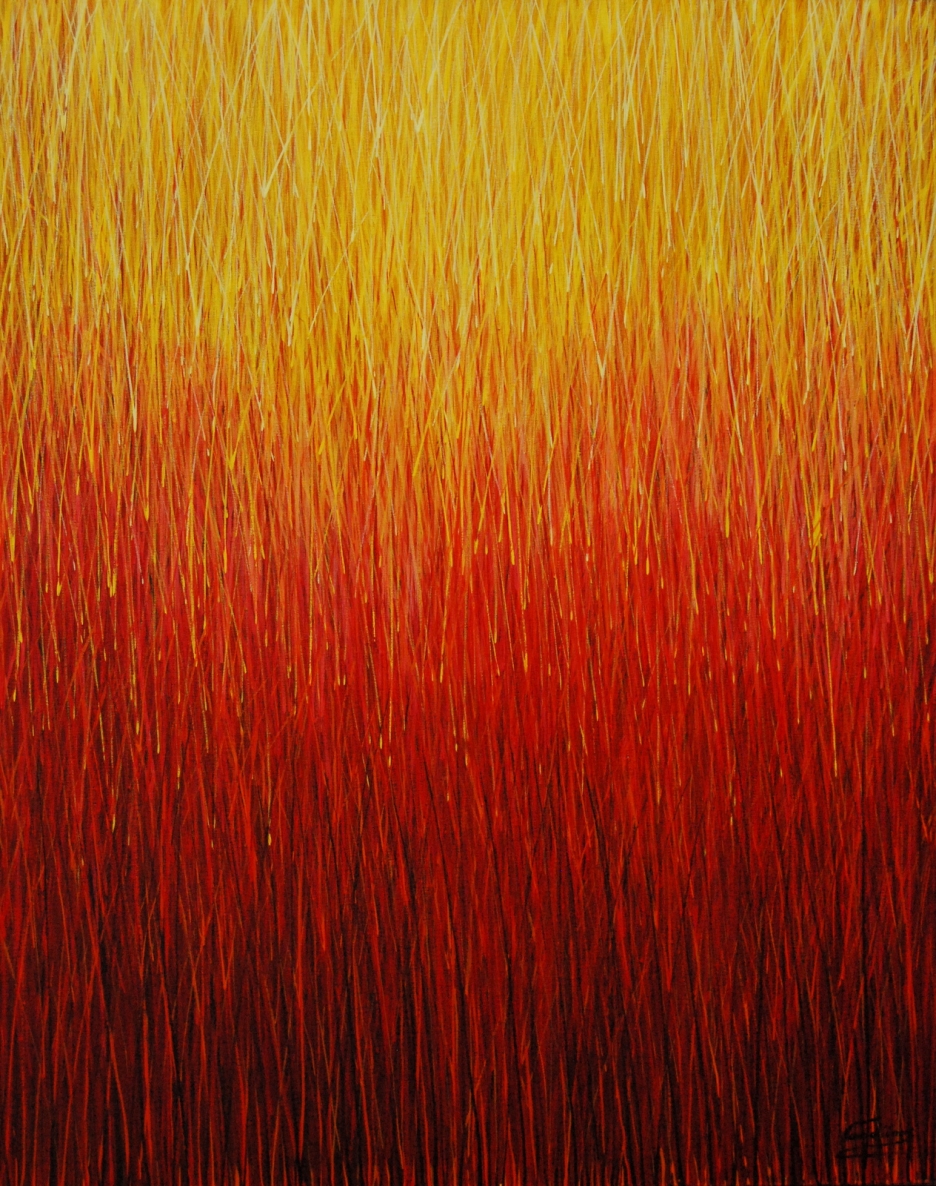 Ugniniai žolynai, 2008, dr0bė, aliejus, 100x80cm