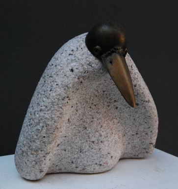 Young Crow, 2015, brass, stone, h 17cm, 1/1