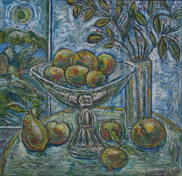 Vaza ir vaisiai, 2016, kart., aliejus, akrilas, 50x51cm