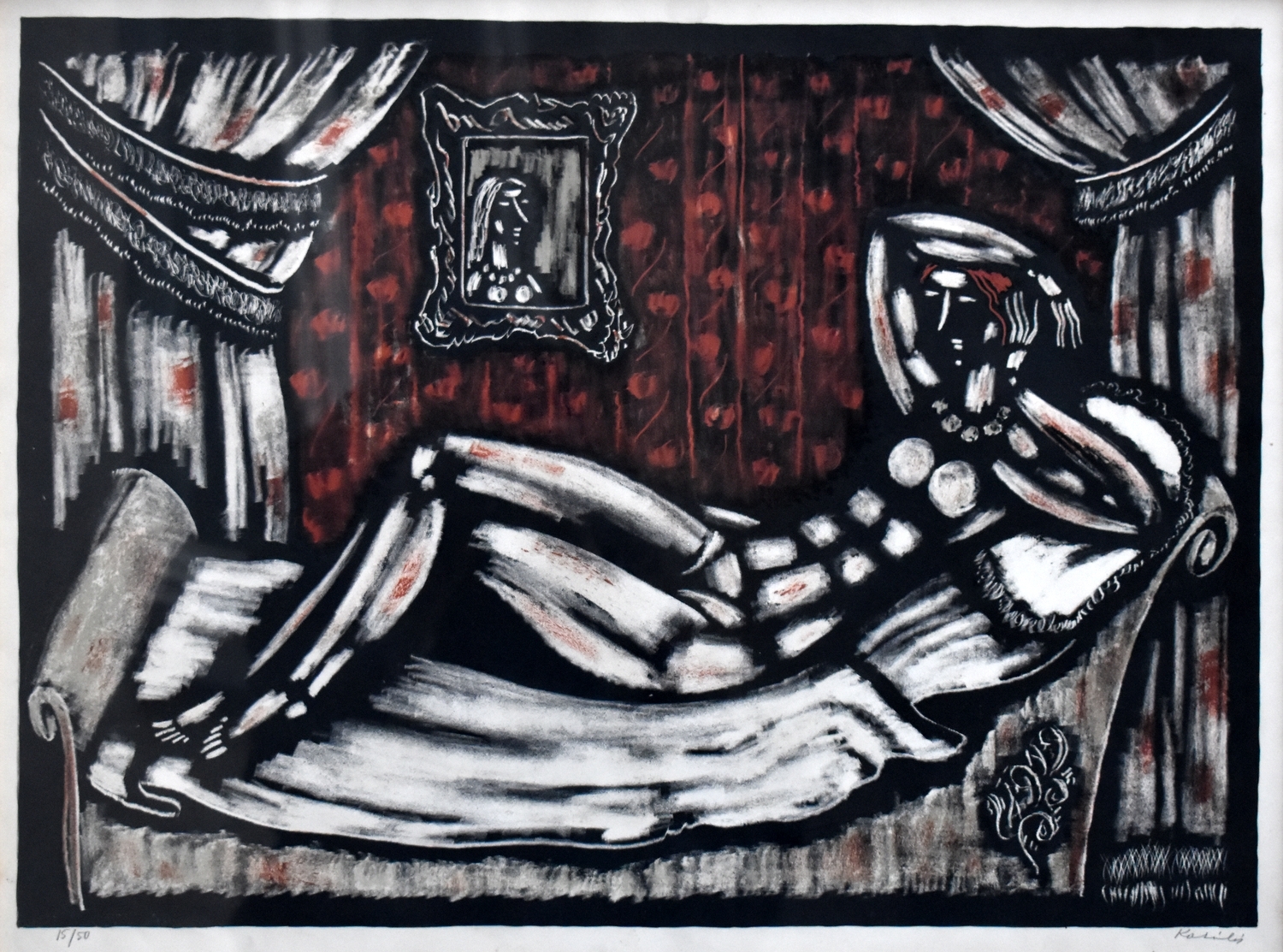 Nude, 1950-1970, pop., lithograph, 45x62 cm, 15/50, frame 54x69 cm