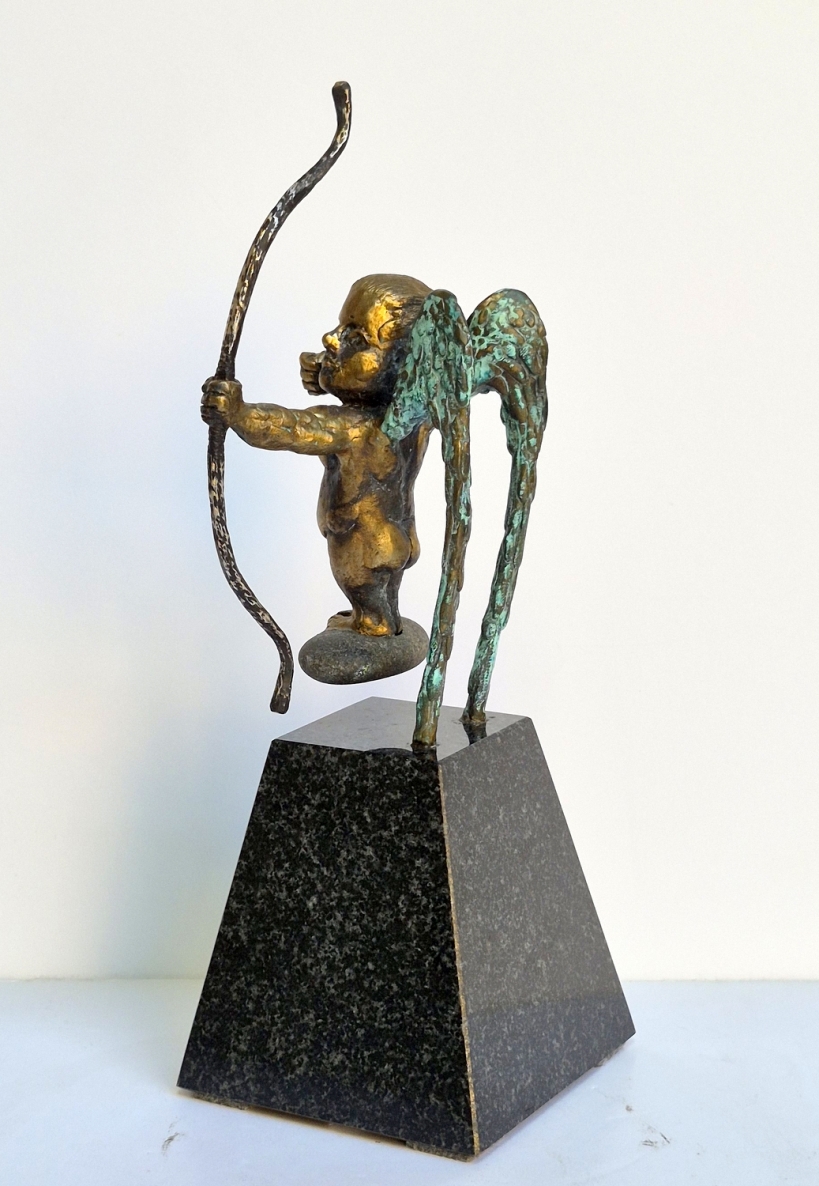 Amūras ant debesėlio, 2024, bronza, granitas, akmuo, h 28x12x9,5 cm, 4/10