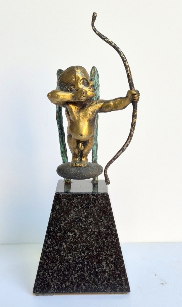 Amūras ant debesėlio, 2024, bronza, granitas, akmuo, h 28x12x9,5 cm, 4/10