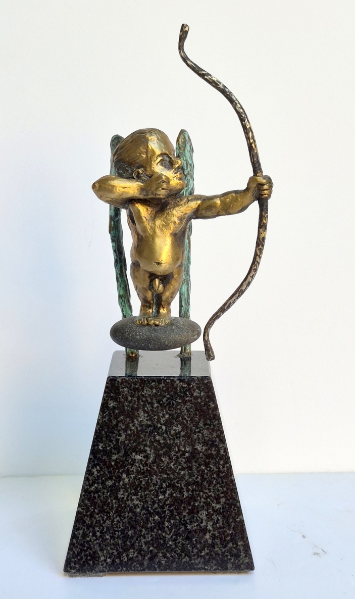 Amūras ant debesėlio, 2024, bronza, granitas, akmuo, h 28x12x9,5 cm, 4/10