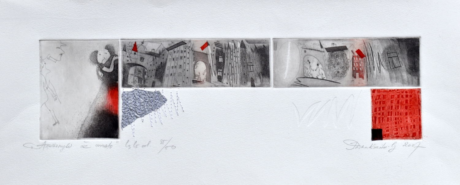 Amžinybė už miesto, 2007, ofortas, akvatinta, 14x40 cm, 35/50, įrėmintas.