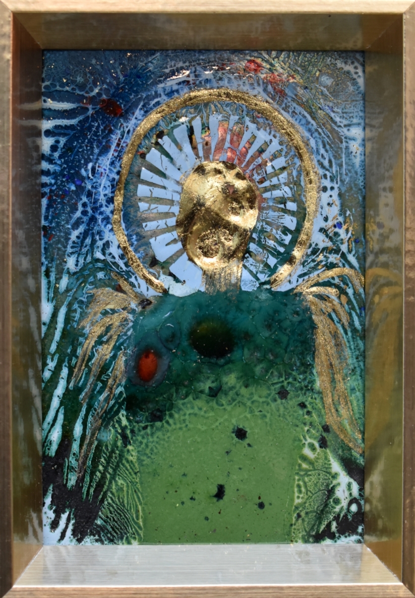 Angelas I, 2024, varis, emalis, auksavimas, 16,5x11,5 cm, 1/1