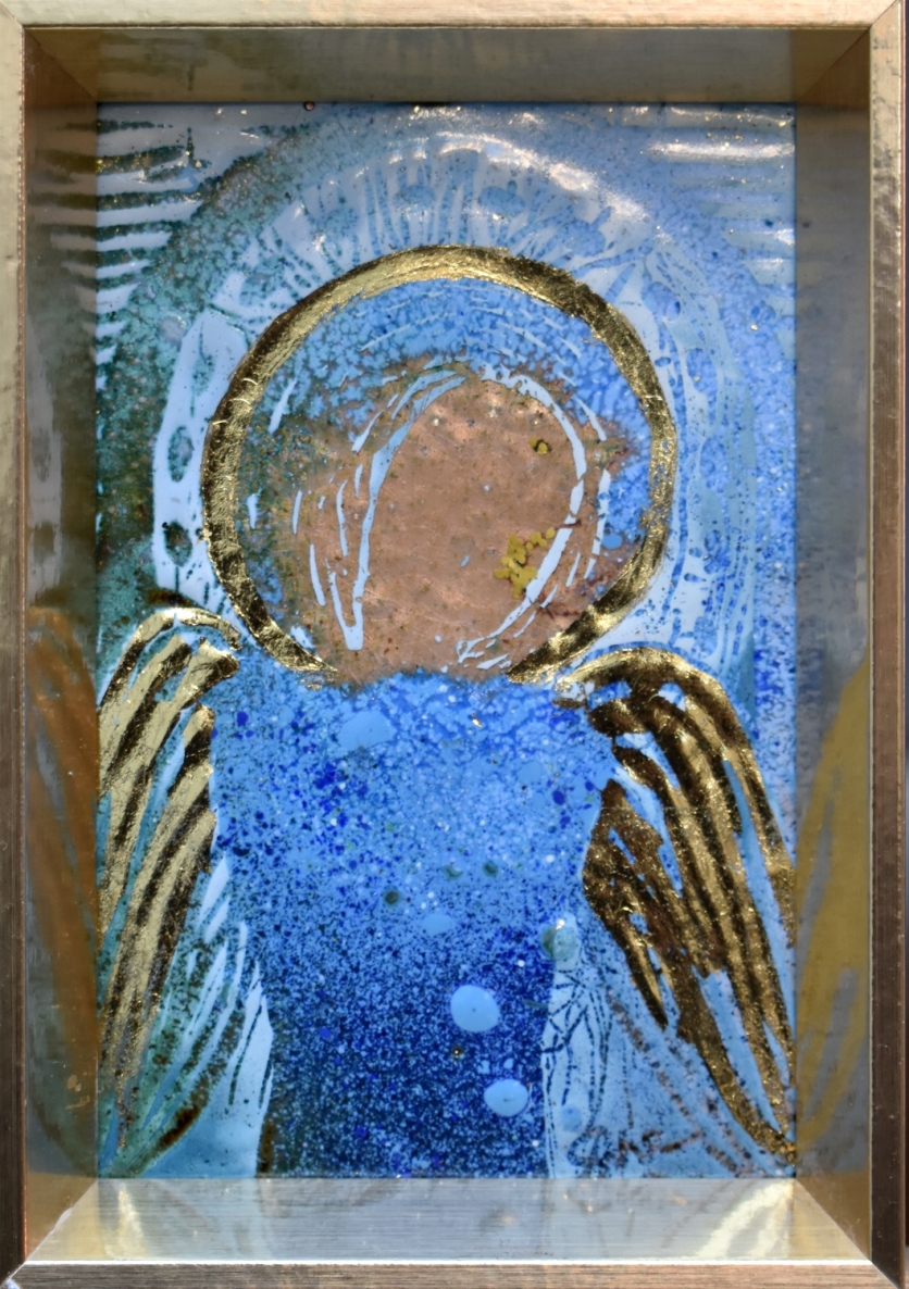 Angelas IV, 2024, varis, emalis, auksavimas, 16,5x11,5 cm, 1/1