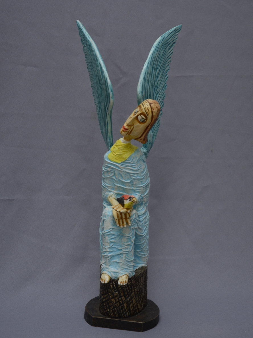Angelo paukštis, 2022, medis, mišri technika, h58x9 cm 1/1