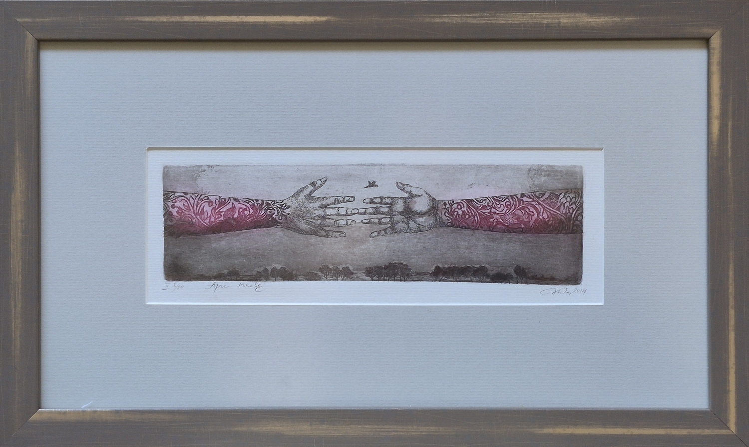 Apie meilę, 2014, ofortas, 7x25 cm, II 2/50, rėmas 27x44,5 cm