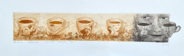 Tea at Seven in the Morning, 2004, etching, 6x32 cm, Ep.d.a.