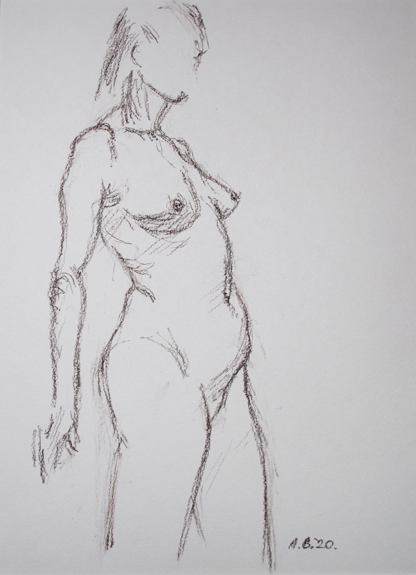 Atsilošusi II, 2020, popierius, sepija, 40x30cm