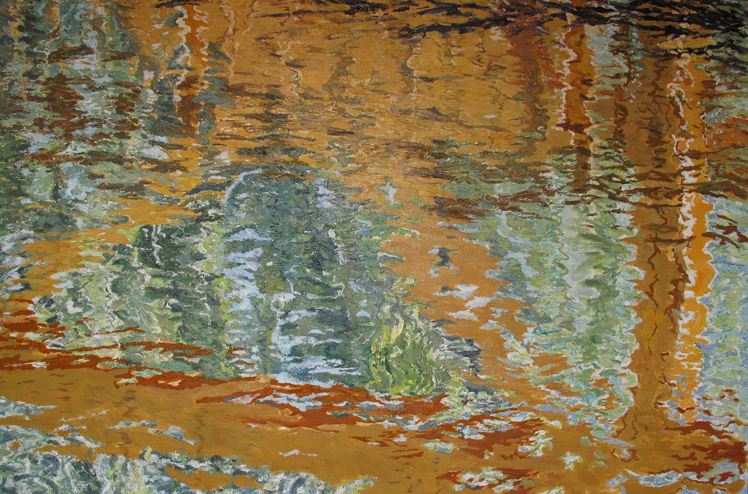 Reflections in river Sysa II, 2019, oil on canvas, 120x180 cm
