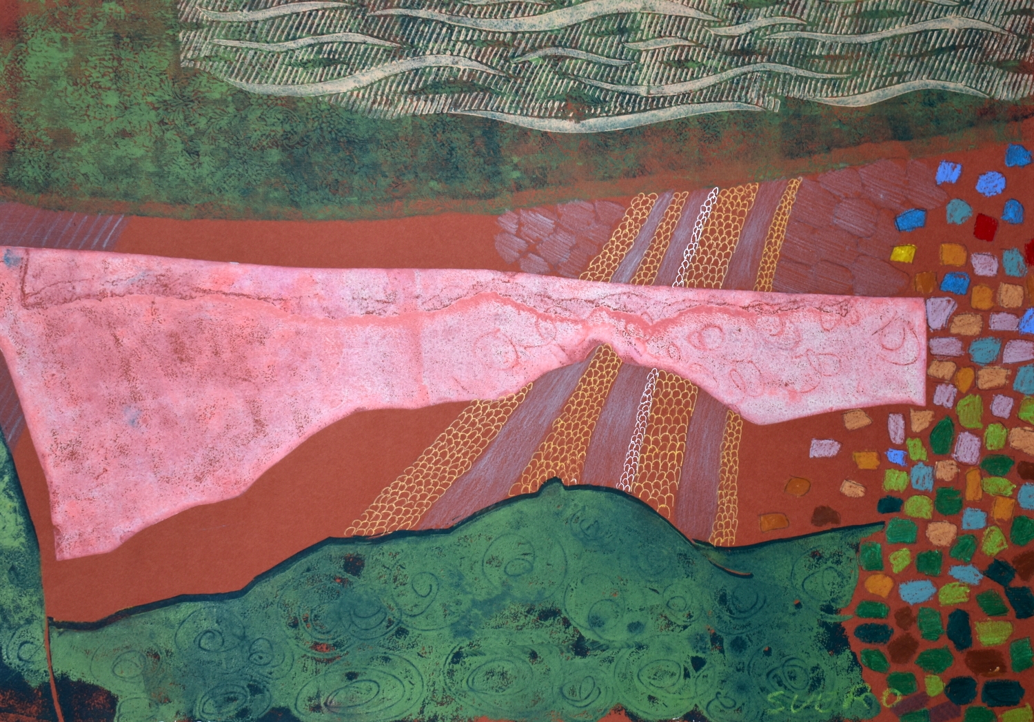 Reflection in the Morning Fog, 2006, paper, linocut, 48x67cm, 1/1