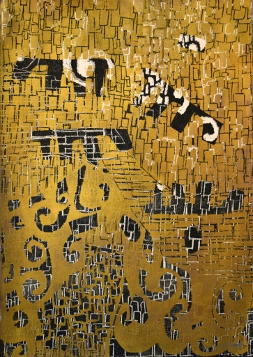 Auksinis šerkšnas, 2025, lino raižinys, 100x70 cm, 1/1