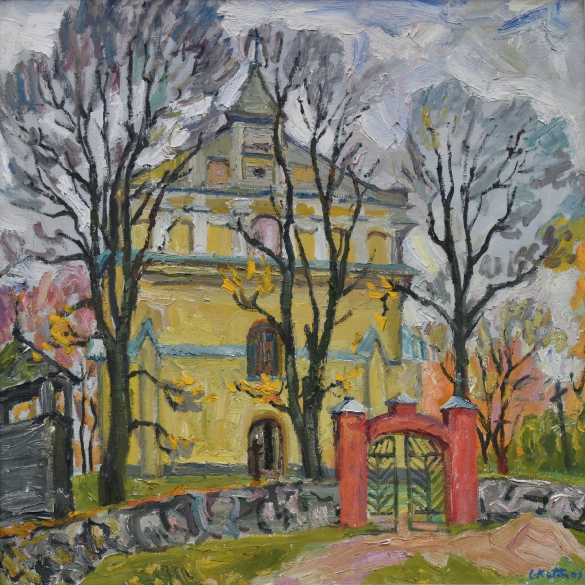 High Paneriai. Church, 1965, canvas, oil, 71x72cm