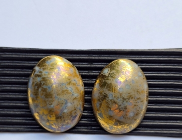 Auskarai, kietasis Limožo porcelianas, auksavimas, h 3,2x2,3x,0,7 cm, 1/1