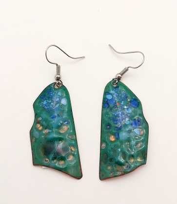 Earrings, copper, enamel, metal, 4.5x2 cm, 1/1