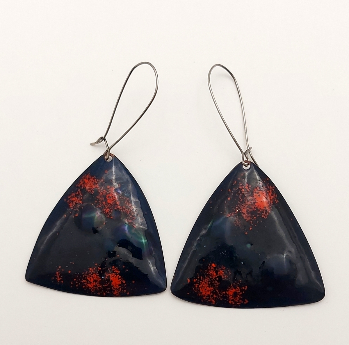 Earrings, copper, enamel, metal, 4.5x4.5 cm, 1/1