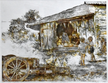 Sheep Shearing, 1997, color lithograph, A/E, 42x55 cm