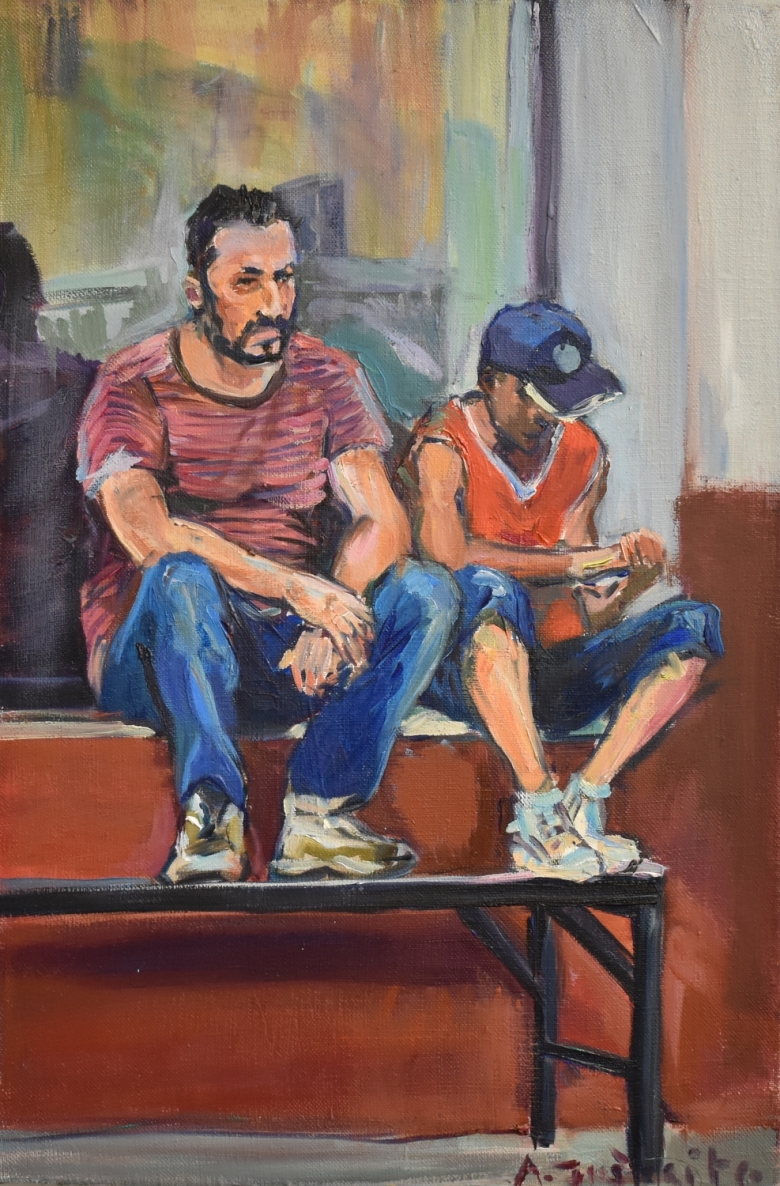 Azorfa. Sėdintys, 2024, drobė, aliejus, 45x30 cm 