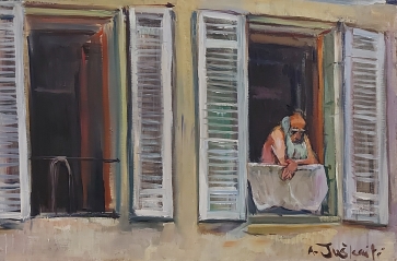 Barzdotas žmogus. Kondomas, Prancūzija, 2023, drobė, aliejus,  30x45 cm