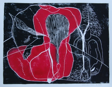 Be pavadinimo, 2021, lino raižinys, 52x66cm, 1/1