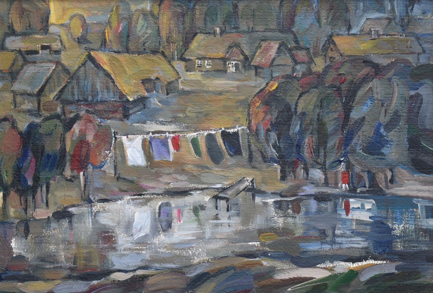 Without Name, end of XX, cardboard, oil, 35x50 cm