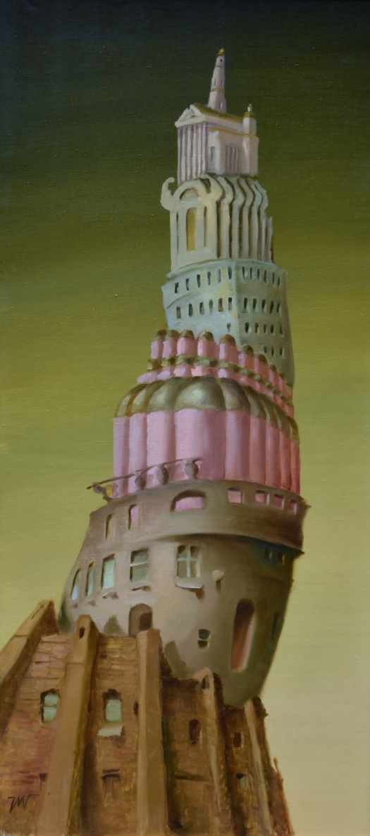 Tower for Vilnius, 2008, canvas, oil, 136x62 cm