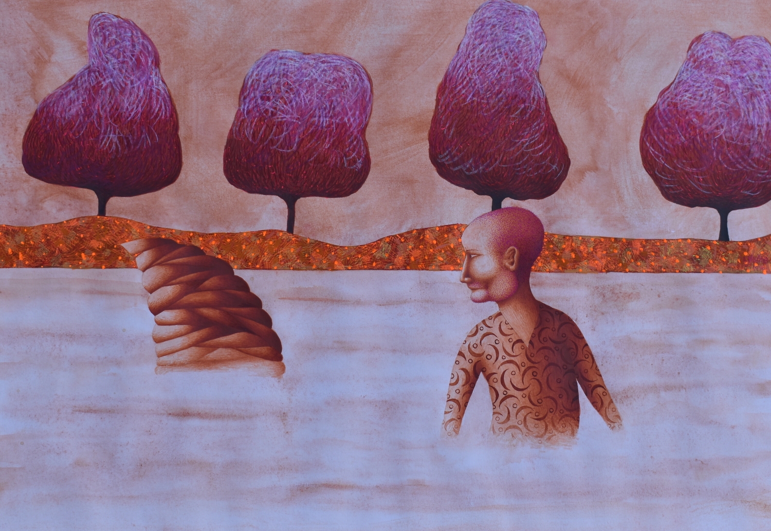 Butaforinio peleko rūkas, 1996, popierius, mišri technika, 35x49 cm