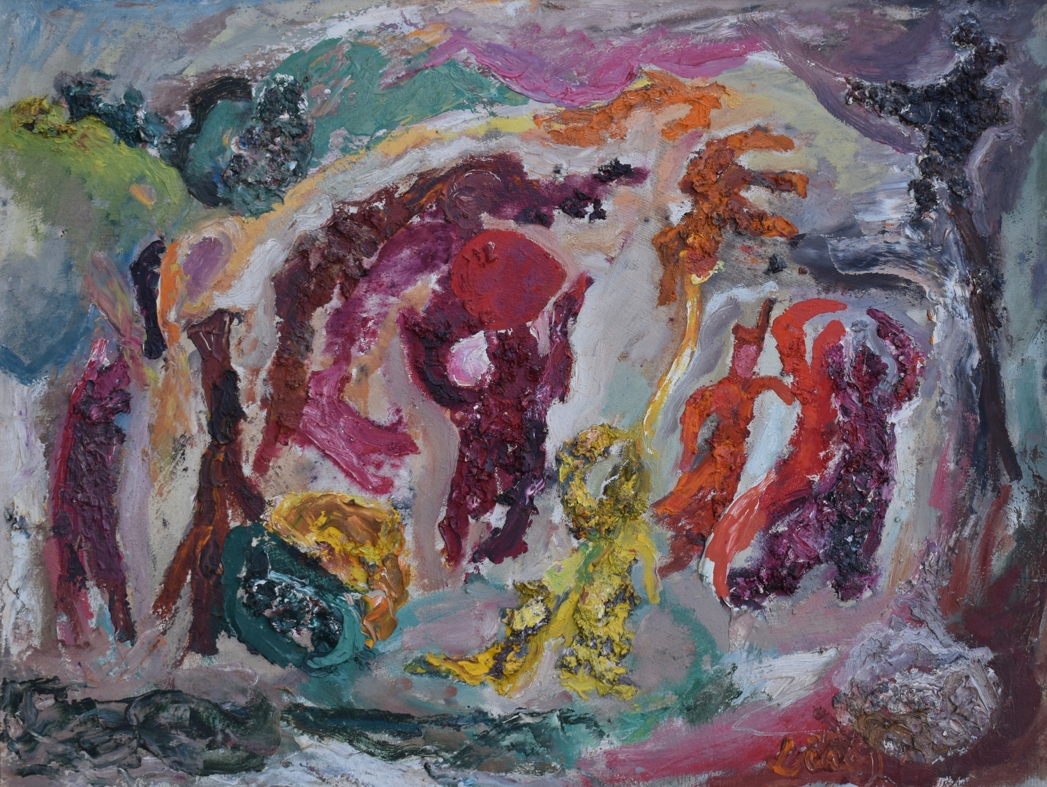 Cirkas, 1966, kartonas, aliejus, 60x79 cm