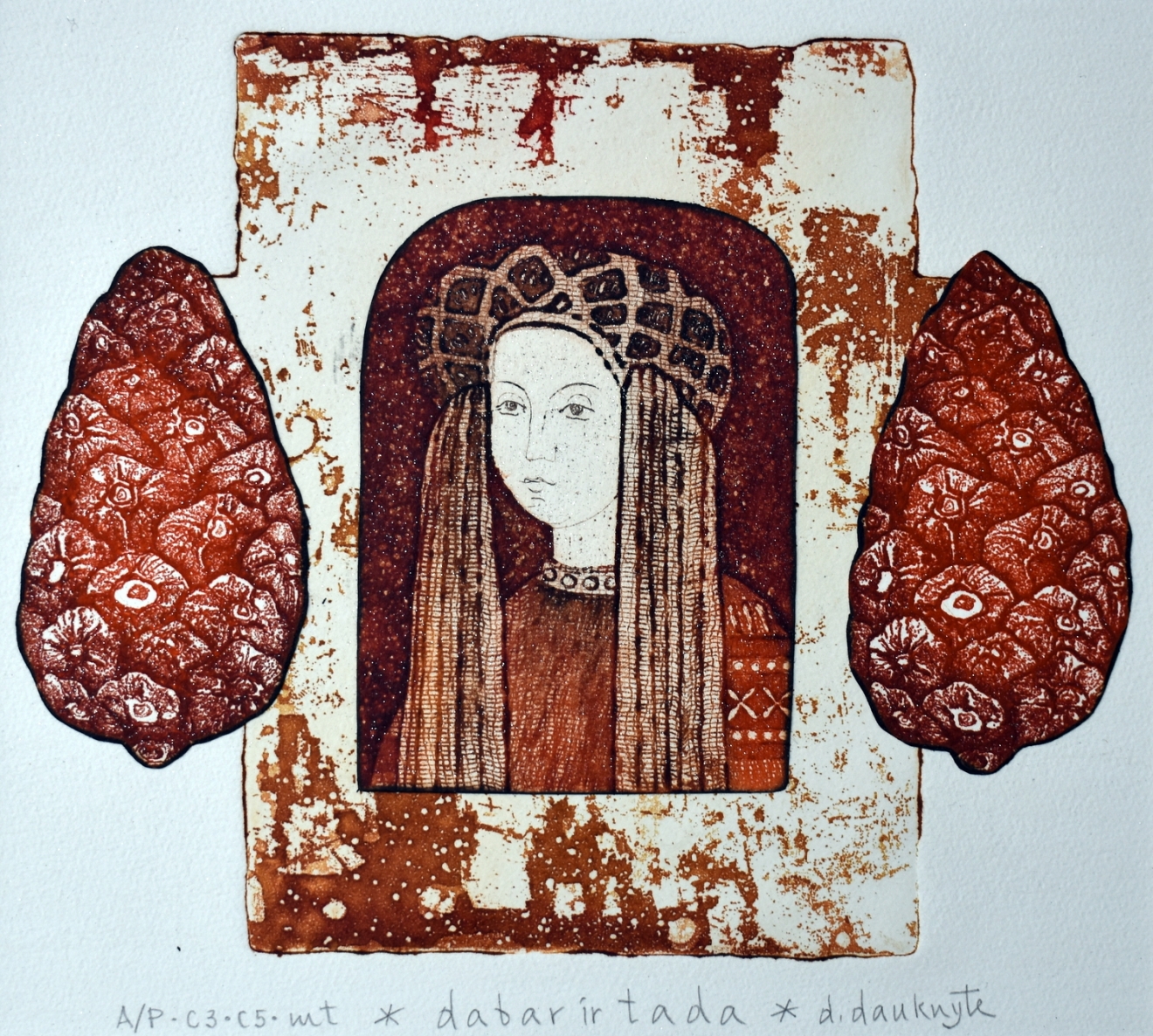 Dabar ir tada, mišri technika, 19x19 cm