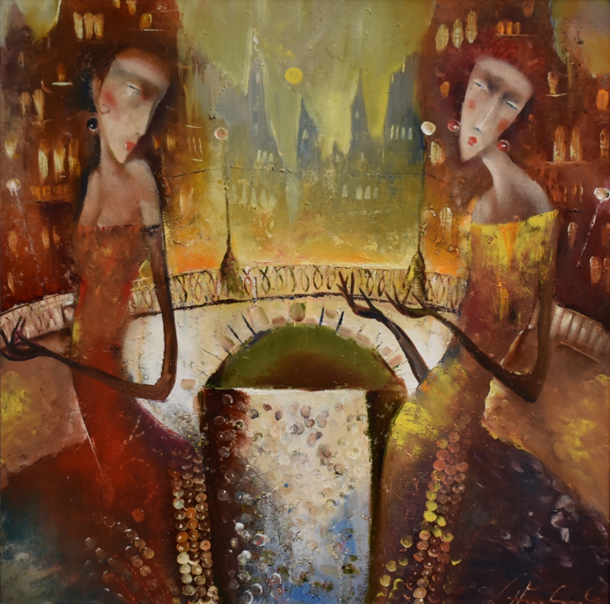 Dama su karoliais, 2009, drobė, aliejus, 75x75 cm  